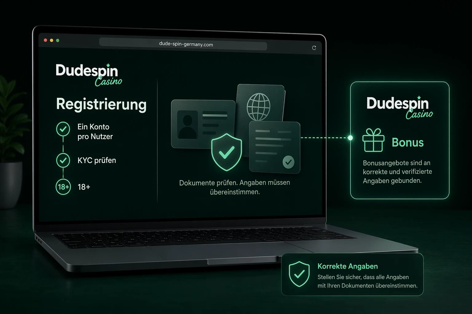 Registrierung, Bonusanspruch und KYC