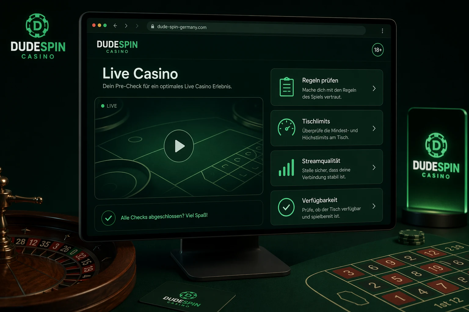 Live Casino bei Dudespin: was Spieler vorab prüfen sollten