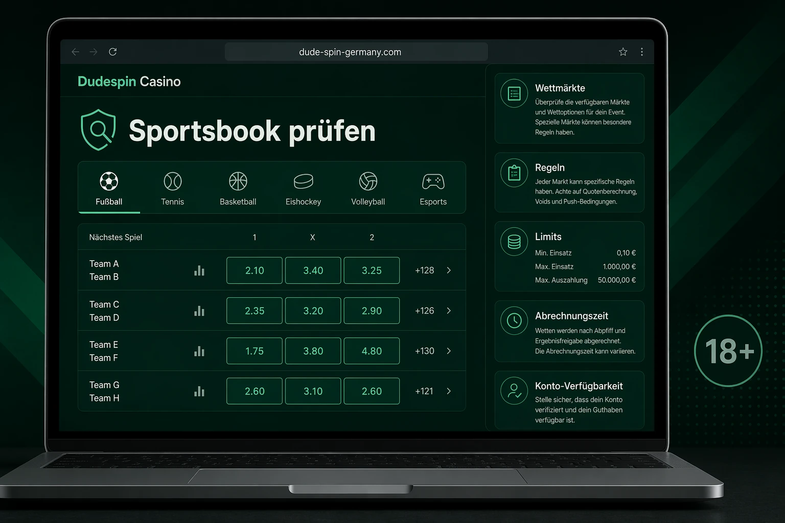 Sportsbook bei Dudespin: was Spieler vorab wissen sollten